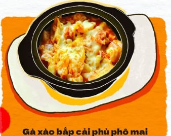 Gà xào bắp cải phủ phô mai