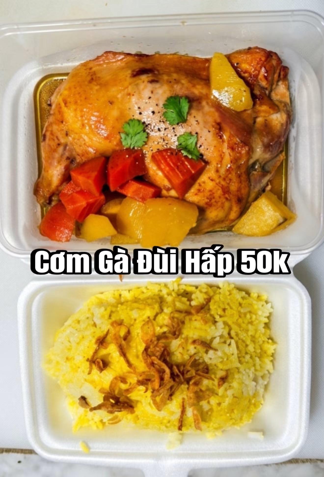 Cơm gà đùi hấp
